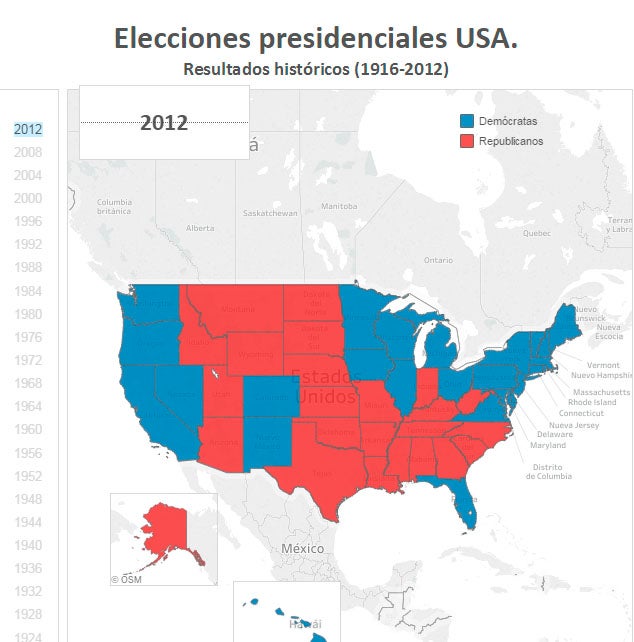 Así ha cambiado el voto en EEUU desde 1916, estado por estado Así ha cambiado el voto en EEUU desde 1916, estado por estado