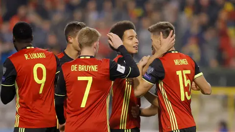 Bélgica celebrando un gol frente a Estonia Bélgica celebrando un gol frente a Estonia