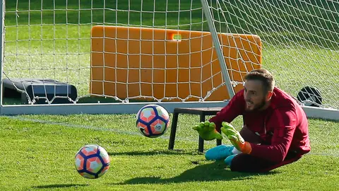 Jan Oblak, en un entrenamiento con el Atlético de Madrid. Jan Oblak, en un entrenamiento con el Atlético de Madrid.