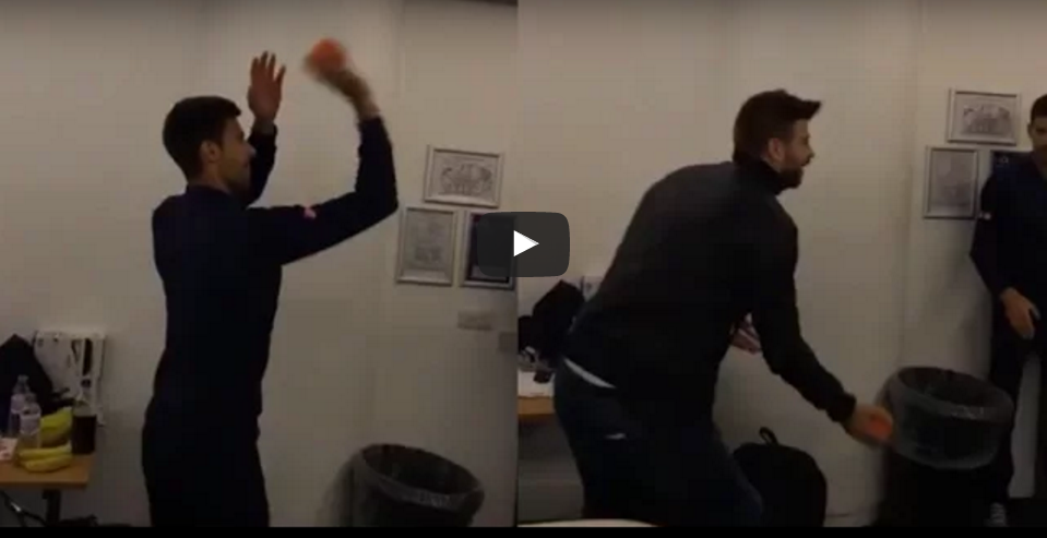 Desafío de 'minibasket' entre Piqué y Djokovic Desafío de 'minibasket' entre Piqué y Djokovic