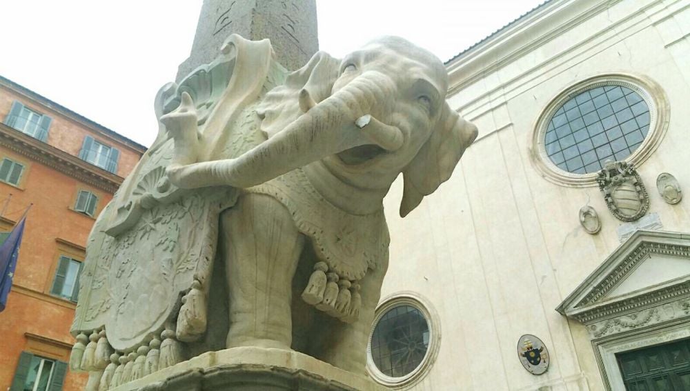 La estatua del Elefante de Bernini sin colmillo