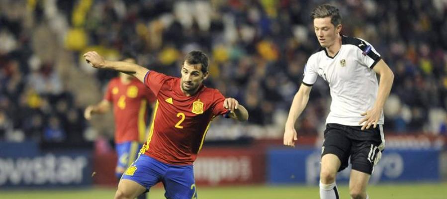 El lateral derecho, Jonny Castro, en el encuentro contra Austria. El lateral derecho, Jonny Castro, en el encuentro contra Austria.