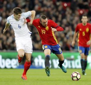 Iago Aspas, en su debut con España. Iago Aspas, en su debut con España.
