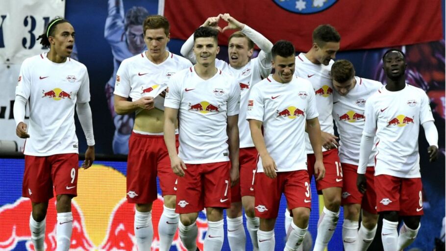Los jugadores del Leizpig, en un encuentro en la Bundesliga.