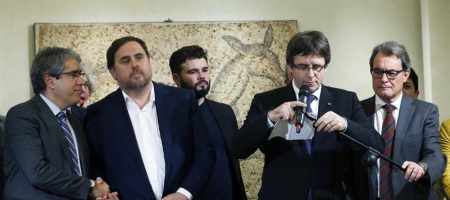Carles Puigdemont, Oriol Junqueras, Artur Mas y Gabriel Rufián Carles Puigdemont, Oriol Junqueras, Artur Mas y Gabriel Rufián