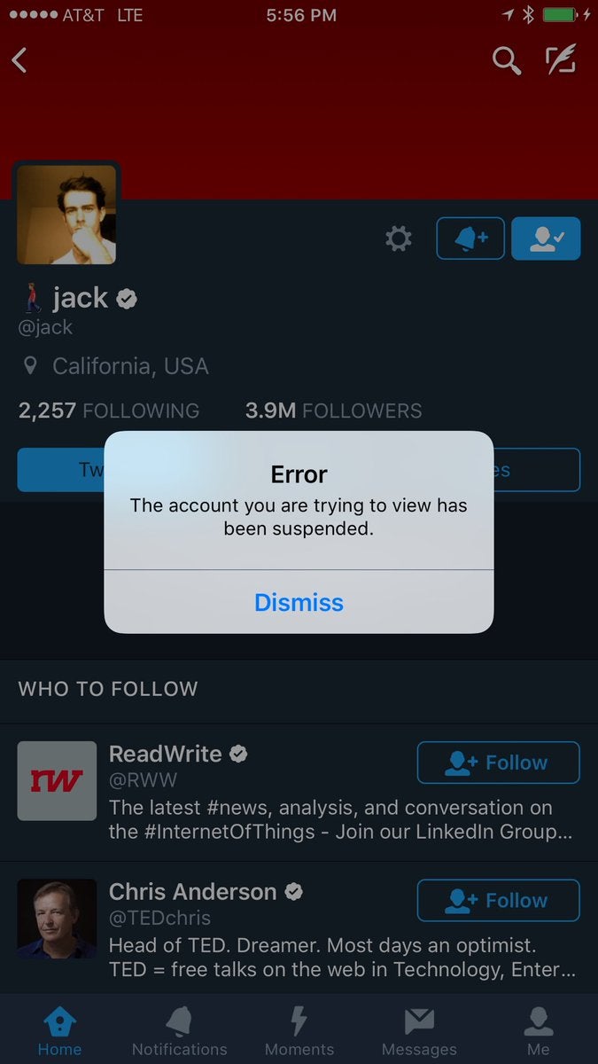 Internet: Twitter le cierra la cuenta a su propio CEO Internet: Twitter le cierra la cuenta a su propio CEO