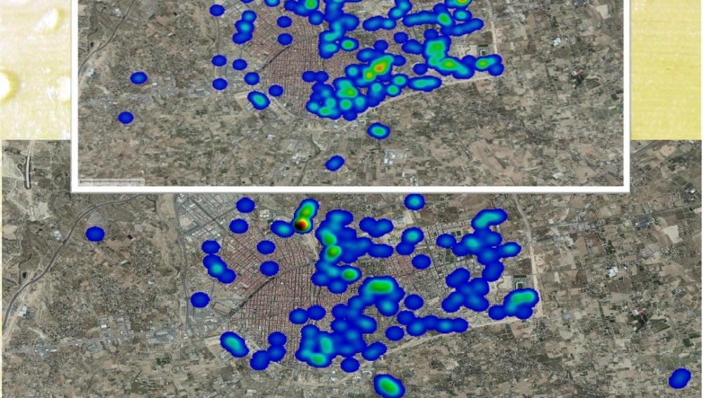 Mapa de incidencia de las plagas en el Palmeral de Elche. 