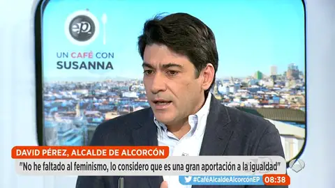 David Pérez, alcalde de Alcorcón, en una entrevista en Espejo Público David Pérez, alcalde de Alcorcón, en una entrevista en Espejo Público