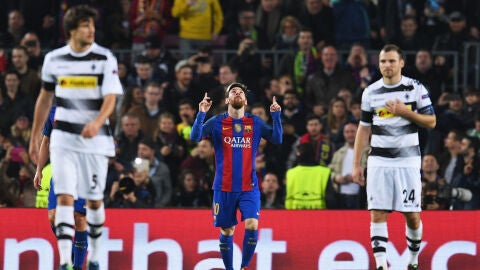 Messi celebra un gol ante el Borussia M&ouml;nchengladbach