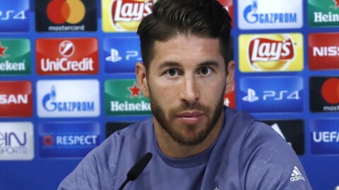 Sergio Ramos, durante la rueda de prensa