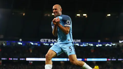 Pablo Zabaleta tras anotar un gol para el City Pablo Zabaleta tras anotar un gol para el City