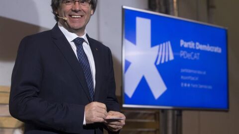 Carles Puigdemont durante el acto en Barcelona del PDeCAT