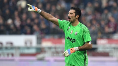 Buffon en un partido con la Juventus