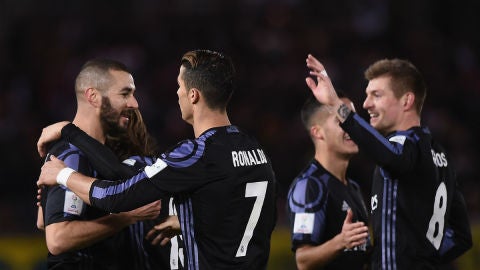 El Real Madrid celebra un gol