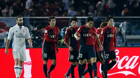 Los jugadores del Kashima celebran el empate ante el Real Madrid Los jugadores del Kashima celebran el empate ante el Real Madrid