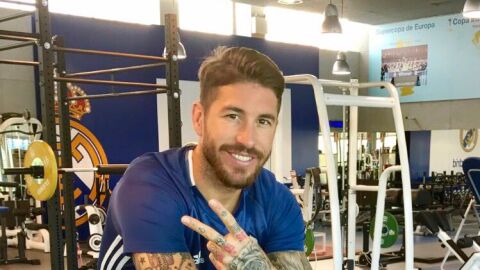 Sergio Ramos durante un entrenamiento 