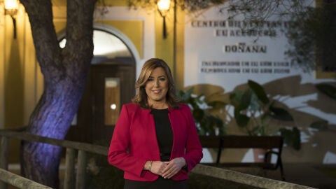 Susana D&iacute;az, durante su mensaje de fin de a&ntilde;o