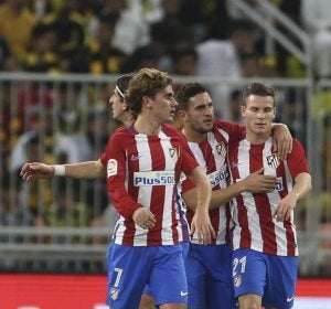 Los jugadores del Atlético de Madrid celebran uno de los goles contra el Al Ittihad Los jugadores del Atlético de Madrid celebran uno de los goles contra el Al Ittihad