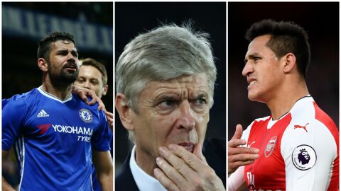 Diego Costa, Arsene Wenger y Alexis S&aacute;nchez