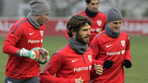 Yeray, durante un entrenamiento con el Athletic