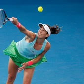 Garbiñe Muguruza ejecuta un saque durante su partido Garbiñe Muguruza ejecuta un saque durante su partido