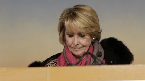 Esperanza Aguirre, durante una rueda de prensa