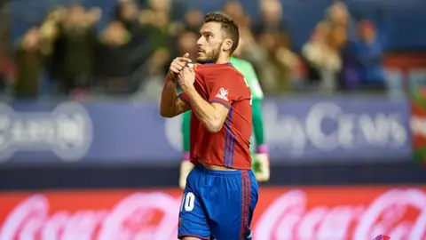 Clerc celebra su gol con el Osasuna ante el Valencia en en descuento Clerc celebra su gol con el Osasuna ante el Valencia en en descuento