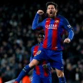 Leo Messi celebra eufórico su gol 
