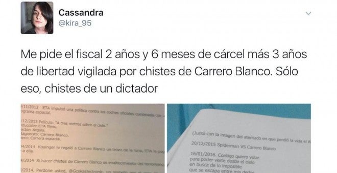 Cassandra Vera: "Cuando vi la petición del fiscal, quedé sorprendida, agobiada y asustada" Cassandra Vera: "Cuando vi la petición del fiscal, quedé sorprendida, agobiada y asustada"