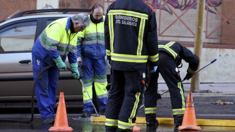 Los bomberos durante el rescate del feto