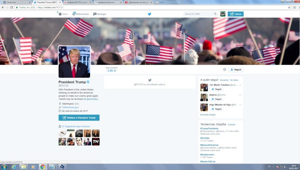 Donald Trump ya tiene la cuenta oficial de @Potus (