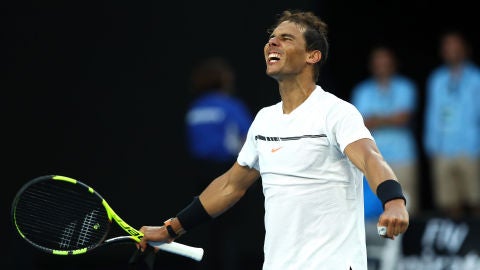 Rafa Nadal celebra su victoria ante Zverev