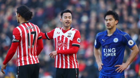 El Southhampton celebrando uno de sus goles frente al Leicester