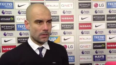 Guardiola, durante una entrevista despu&eacute;s del partido del City