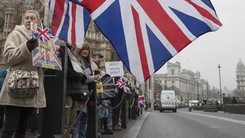 Varias personas participan en la manifestación a favor del Brexit Varias personas participan en la manifestación a favor del Brexit