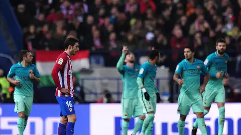Leo Messi celebra su gol en el Vicente Calderón Leo Messi celebra su gol en el Vicente Calderón