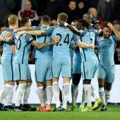 El Manchester City celebrando uno de sus goles