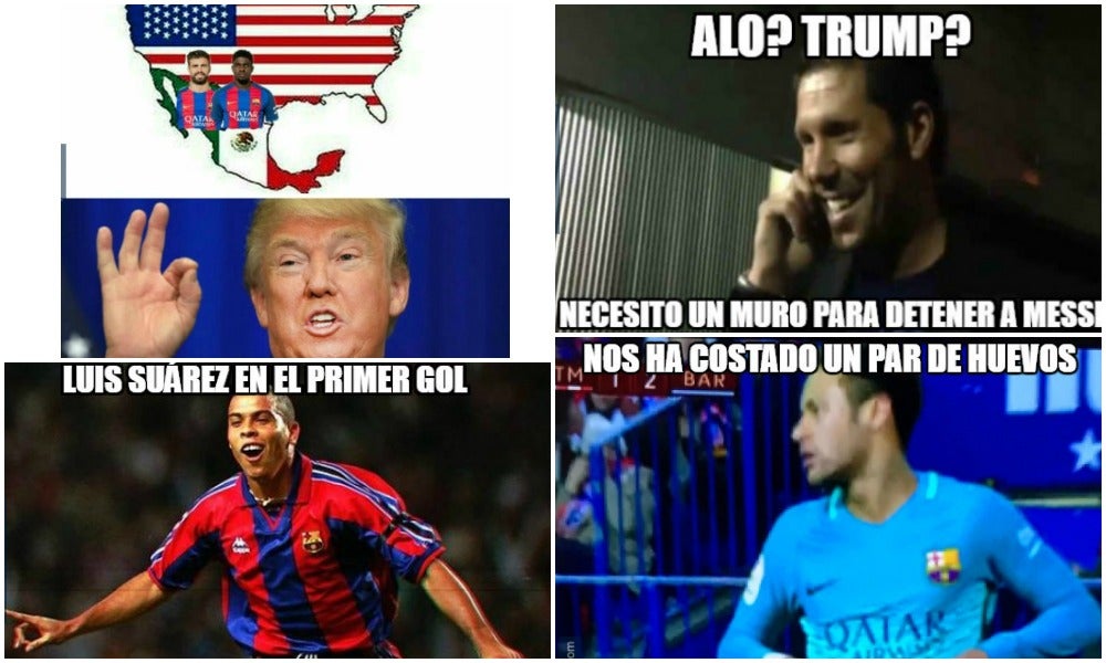Los mejores memes del Atlético - Barcelona de Copa del Rey: "¿Aló? ¿Trump? Necesito un muro para frenar a Messi" Los mejores memes del Atlético - Barcelona de Copa del Rey: "¿Aló? ¿Trump? Necesito un muro para frenar a Messi"