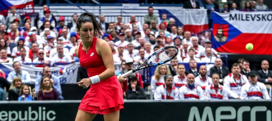 Lara Arruabarrena, durante su partido Lara Arruabarrena, durante su partido
