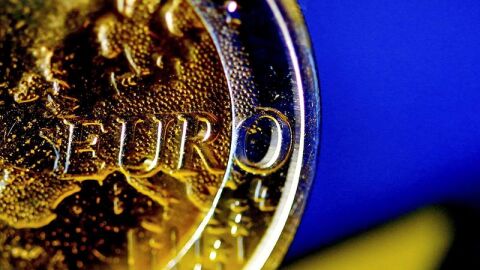 Detalle de una moneda de euro, en Colonia (Alemania).