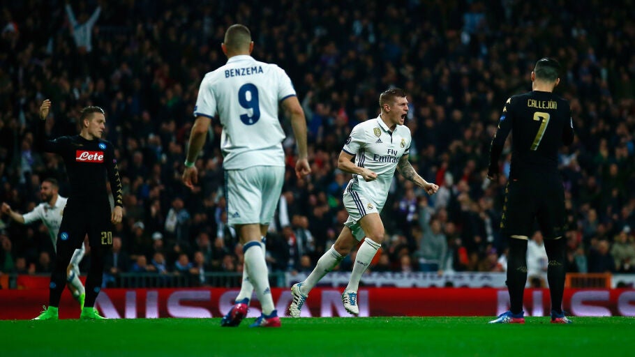Kroos celebra el segundo gol ante el N&aacute;poles