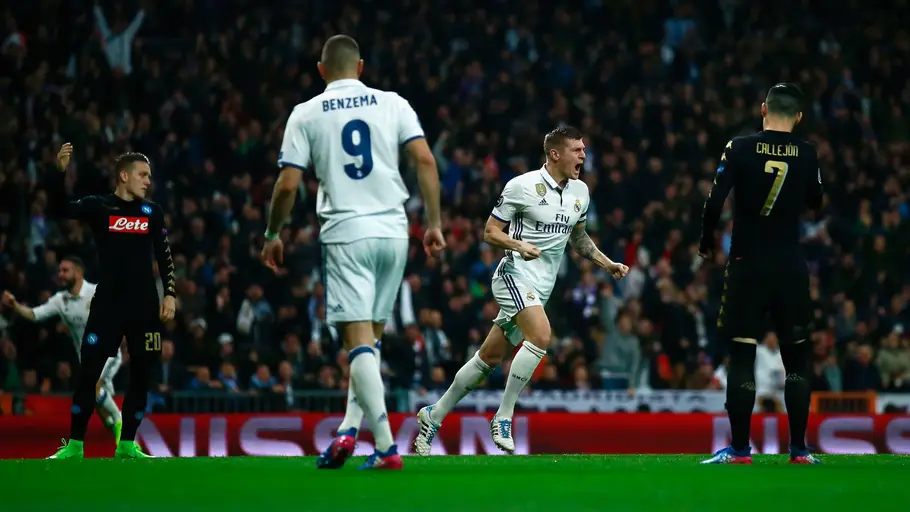 Kroos celebra el segundo gol ante el Nápoles Kroos celebra el segundo gol ante el Nápoles