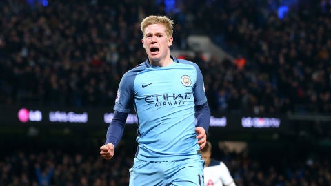 Kevin de Bruyne celebra un gol con el Manchester City
