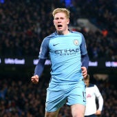 Kevin de Bruyne celebra un gol con el Manchester City