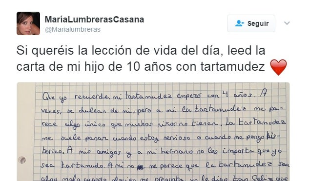 La increíble lección de vida de un niño de 10 años con tartamudez: "Es algo único que muchos niños no tienen" La increíble lección de vida de un niño de 10 años con tartamudez: "Es algo único que muchos niños no tienen"