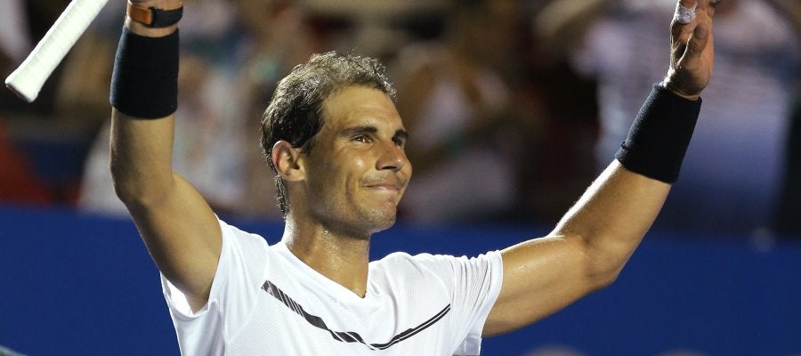 Rafa Nadal celebra su victoria en México Rafa Nadal celebra su victoria en México