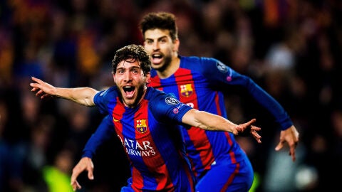 Sergi Roberto celebrando el gol decisivo del partido