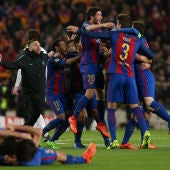 Los jugadores del Barcelona eufóricos tras la remontada al PSG