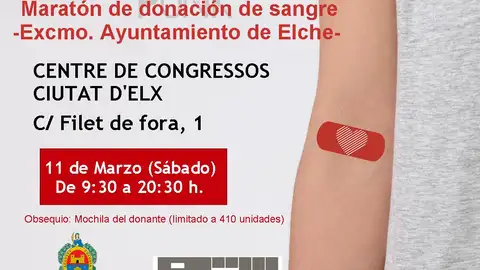 El Maratón de Donación de Sangre se celebrará en el centro de congresos de Elche. Donación sangre