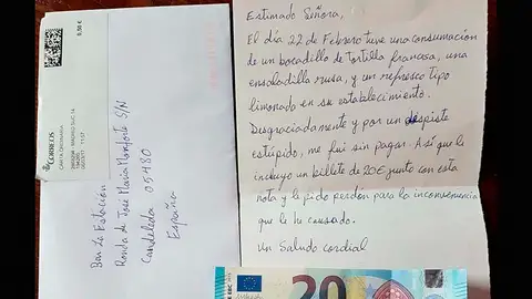 Carta de disculpa que el cliente envió al restaurante Carta de disculpa que el cliente envió al restaurante
